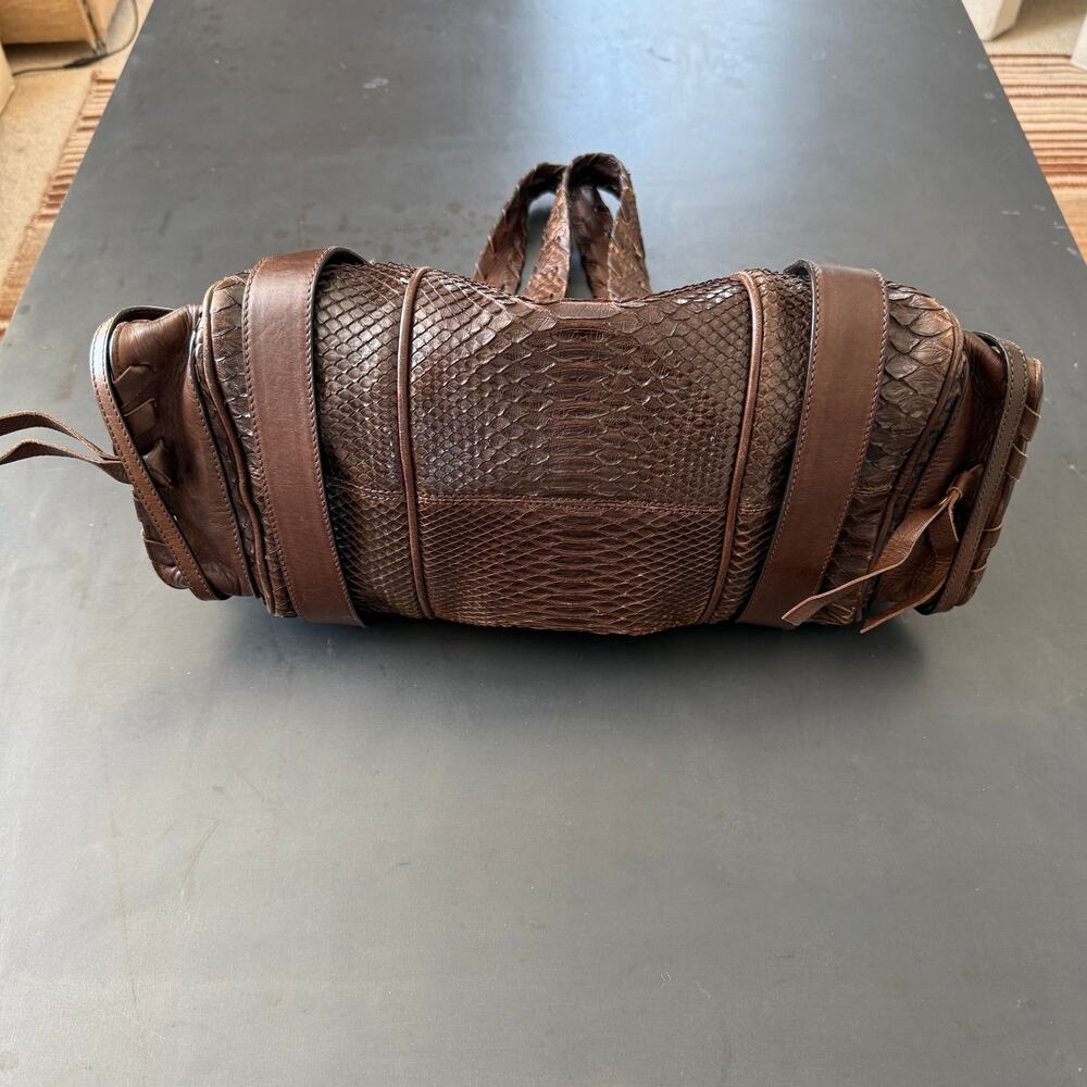 CHLOE Silverado Handbag Shoulder Bag Brown Snakeskin Leather exotic skin Y2K - Picture 7 of 12